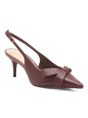 AREZZO Made In Brazil Leather Eliza Low Stiletto Pumps